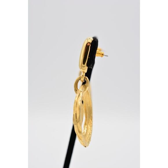 Givenchy Vintage Dangle Earrings Brushed Gold Dangle Shiny Signed 1980s BinAK - Picture 10 of 12